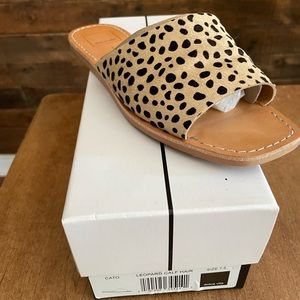 Dolce Vita Cato Leopard Calf Hair Slides, Size 7.5